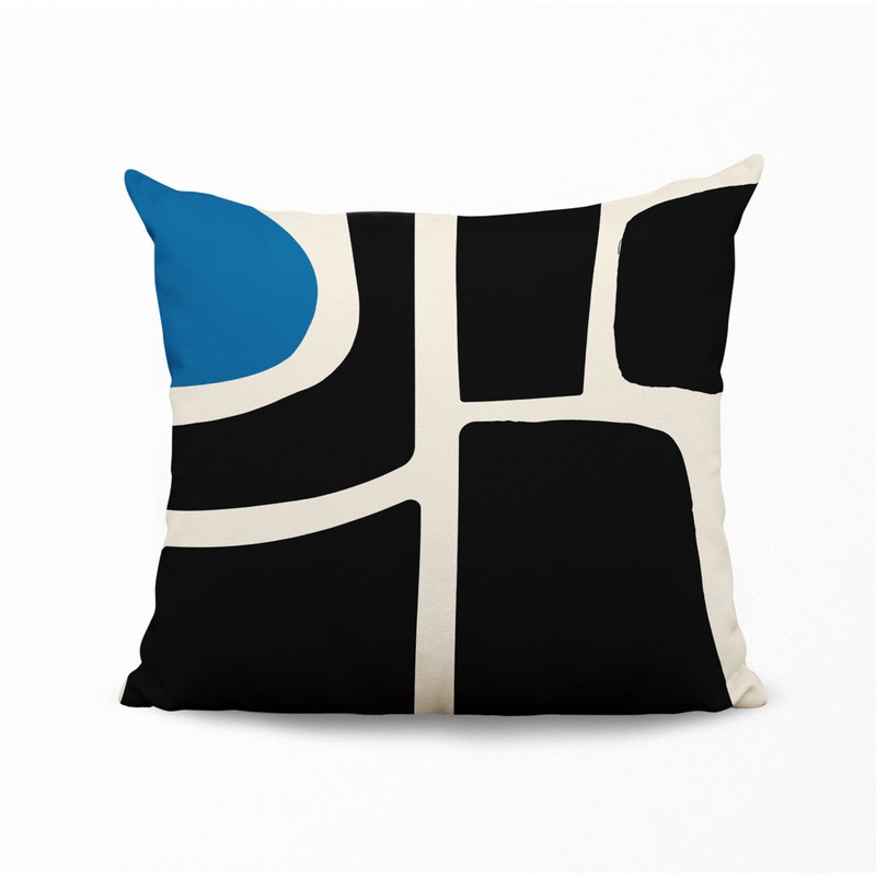 Banksy Spun Polyester Indoor/Outdoor Throw Pillow ULLI HOME Color: Turquoise/Off White Size: 17″ x 17″
