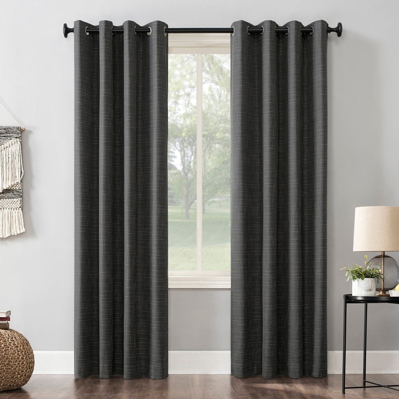 Burlap Weave Thermal Extreme 100% Blackout Grommet Curtain Panel Sun Zero Curtain Color: Coal Size per Panel: 52″ W x 84″ L