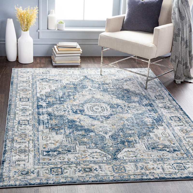 Doyon Oriental Gray/Blue Area Rug Langley Street Rug Size: Rectangle 7’10” x 10′