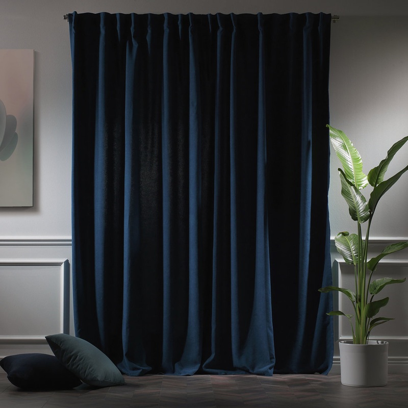 Extra wide x Extra Long Custom Made DecorativeSinglePanel Lilijan Home & Curtain Curtain Color: Navy Blue Size per Panel: 100″ W x 300″ L
