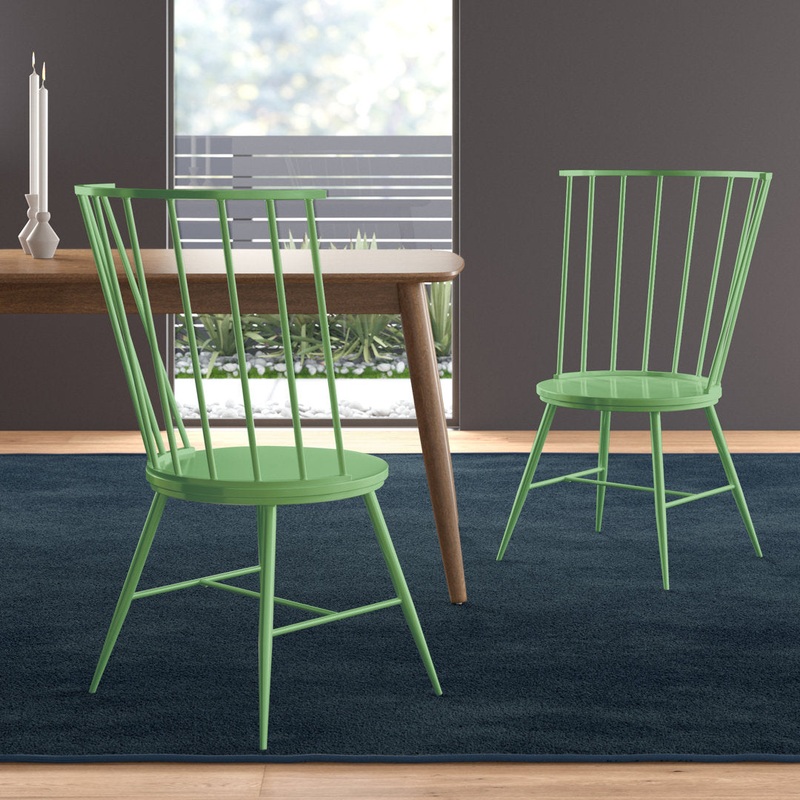Kennamer Metal Slat Back Side Chair (Set of 2) Laurel Foundry Modern Farmhouse Color: Green Meadow
