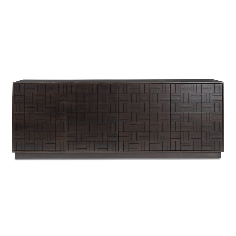 Parquet-Inspired 4-Door Storage Console