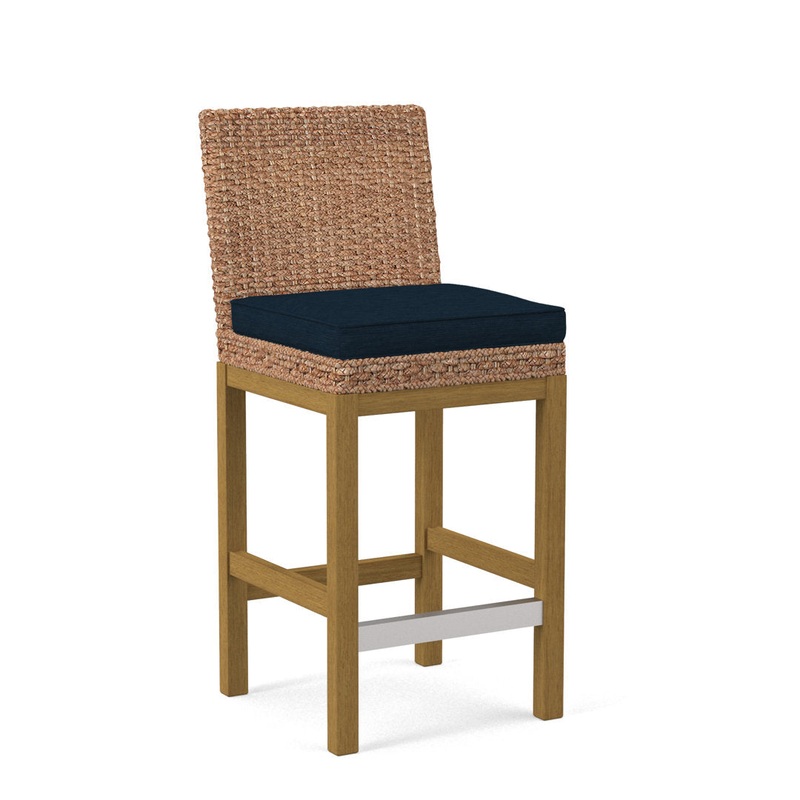 Seagrass Top Counter Stool Braxton Culler Leg Color: Honey Finish Body Fabric: Light Blue and White Stripe; 0256-54