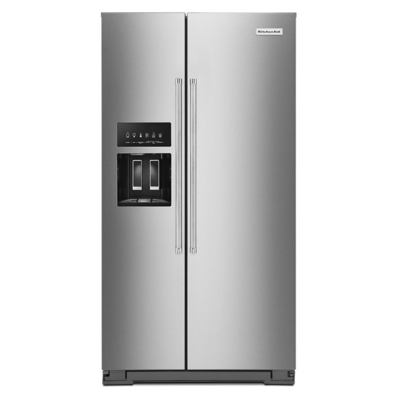 Kitchenaid KRSC700HPS 19.9 cu ft. Counter-Depth Side-by-Side Refrigerator with Exterior Ice and Water and PrintShield finish