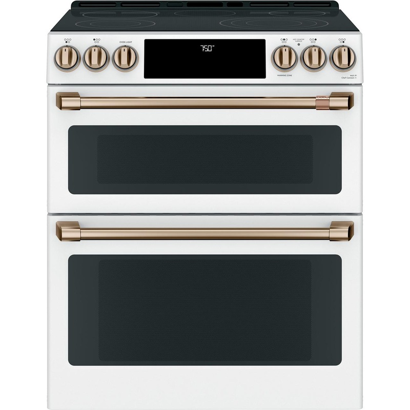 Cafe CES750P4MW2 CAF(EBACK) 30″ Smart Slide-In, Front-Control, Radiant and Convection Double-Oven Range