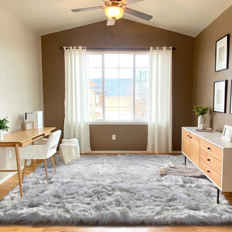 Haja Handmade Shag Faux Sheepskin Gray Area Rug Everly Quinn Rug Size: Rectangle 9′ x 12′