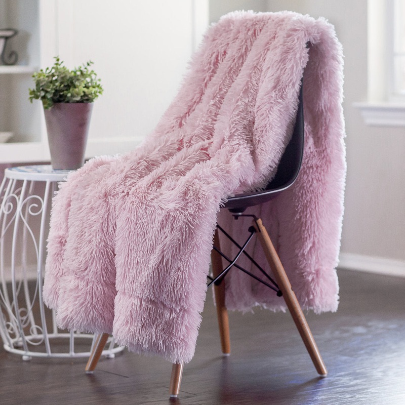 Shaggy Shaggy Super Elegent Sherpa Long Fur Throw Chanasya Color: Rose Dust Size: 60″ W x 70″ L
