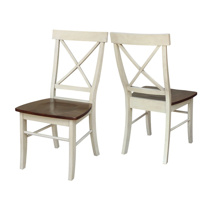Solid Wood Cross Back Side Chair (Set of 2) August Grove Color: Antiqued Almond/Espresso