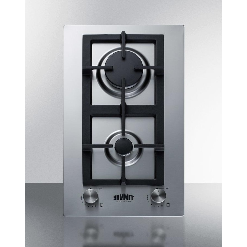 Summit GCJ2SSLP 12″ Wide 2-Burner Propane Gas Cooktop In Stainless Steel