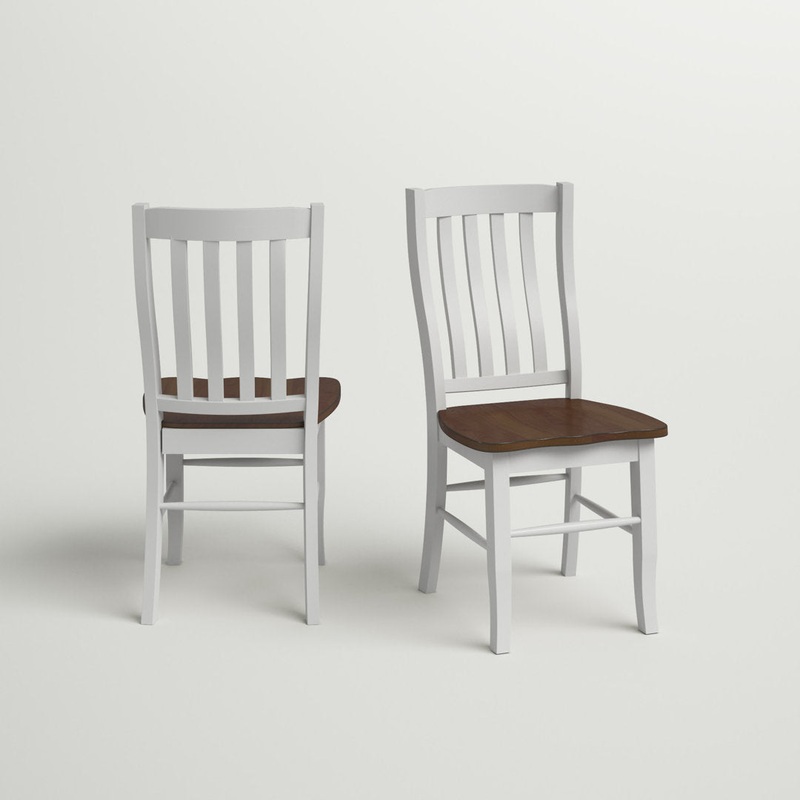 Courtdale Solid Wood Slat Back Side Chair (Set of 2) Three Posts Color: Almond / White