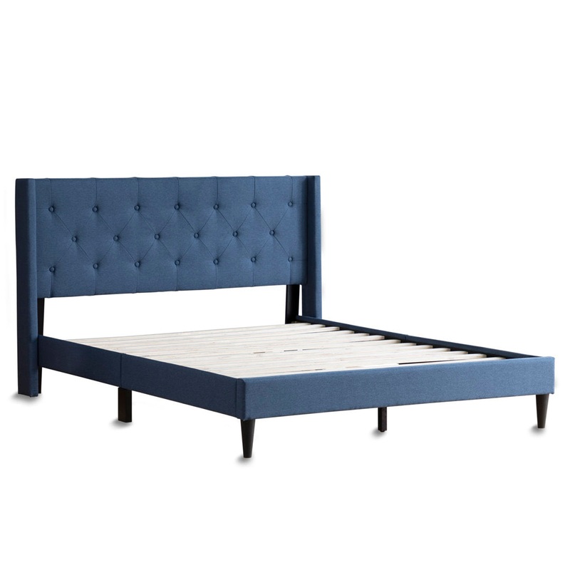 Petersen Tufted Upholstered Low Profile Platform Bed Andover Mills Color: Navy Revolution Mattress Size: Queen Center Support Legs included: Yes