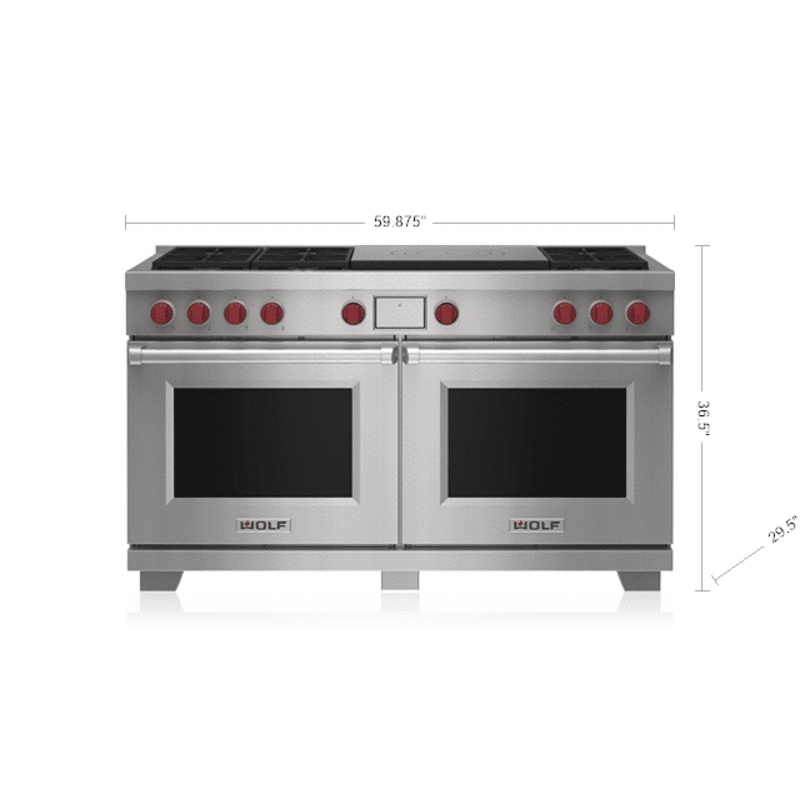 Wolf DF60650FSPLP 60″ Dual Fuel Range – 6 Burners And French Top