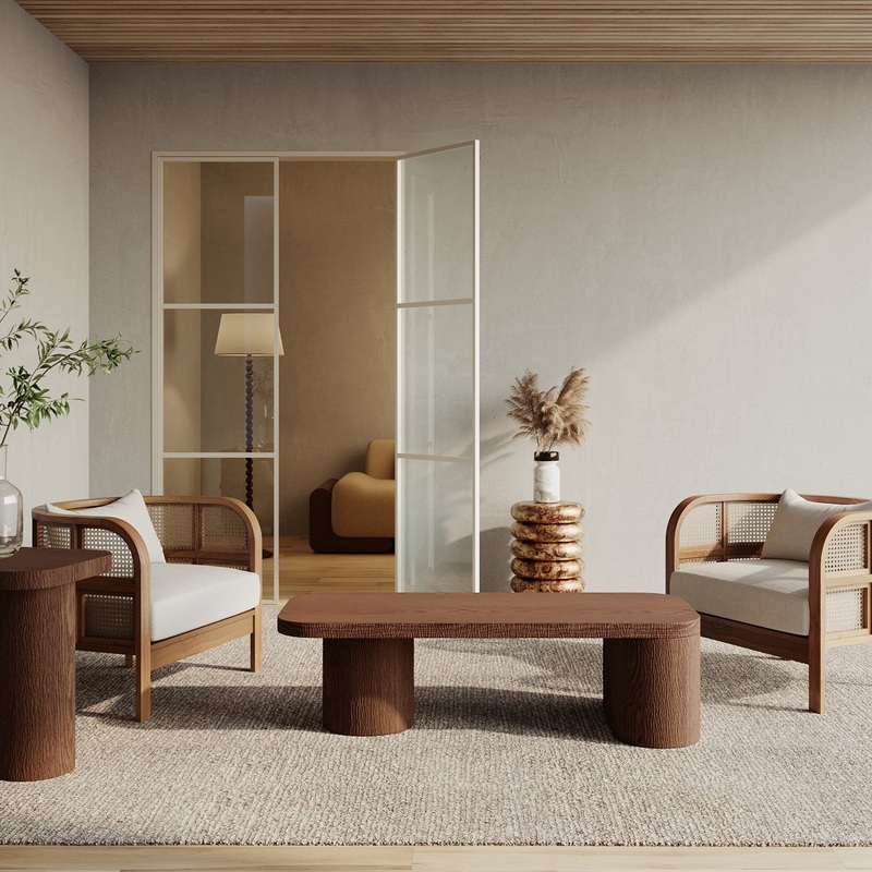 Artisanal Brown Oak Accent Table – Unique Craftsmanship