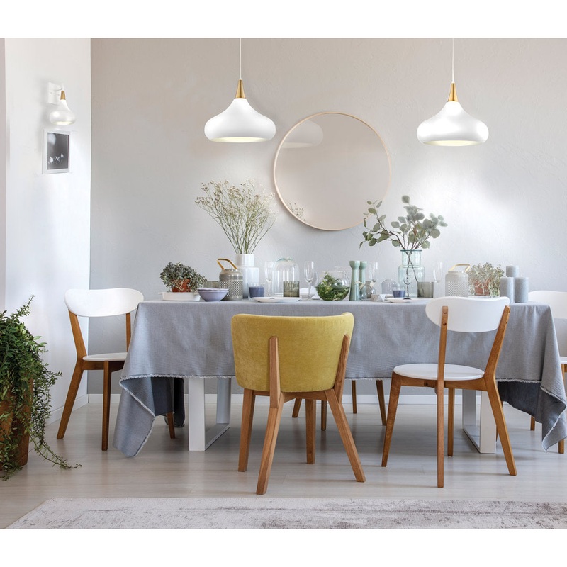 Braylon 1 – Light Single Teardrop Pendant Mercury Row Size: 14″ H x 14″ W x 14″ D Finish: Matte White/Burnished Brass
