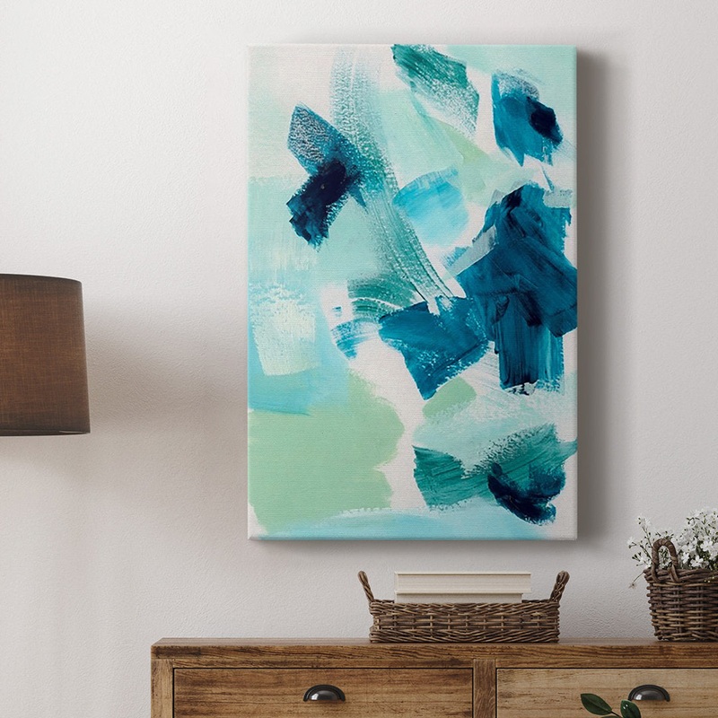 Teal Composition II – Wrapped Canvas Print Ivy Bronx Size: 36″ H x 24″ W x 1″ D