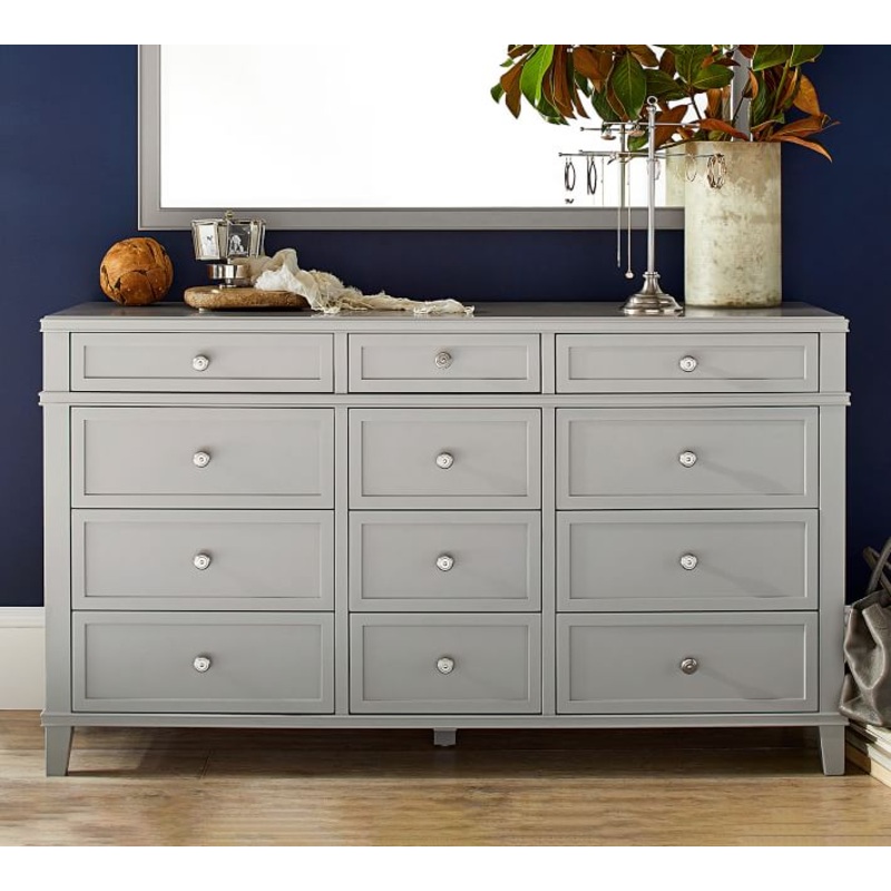 Clara 12-Drawer Wide Dresser – Sky White