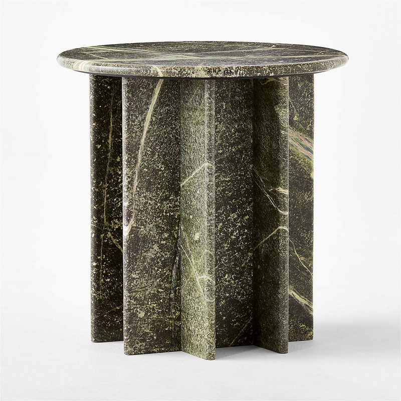 PASAR ROUND GREEN MARBLE SIDE TABLE
