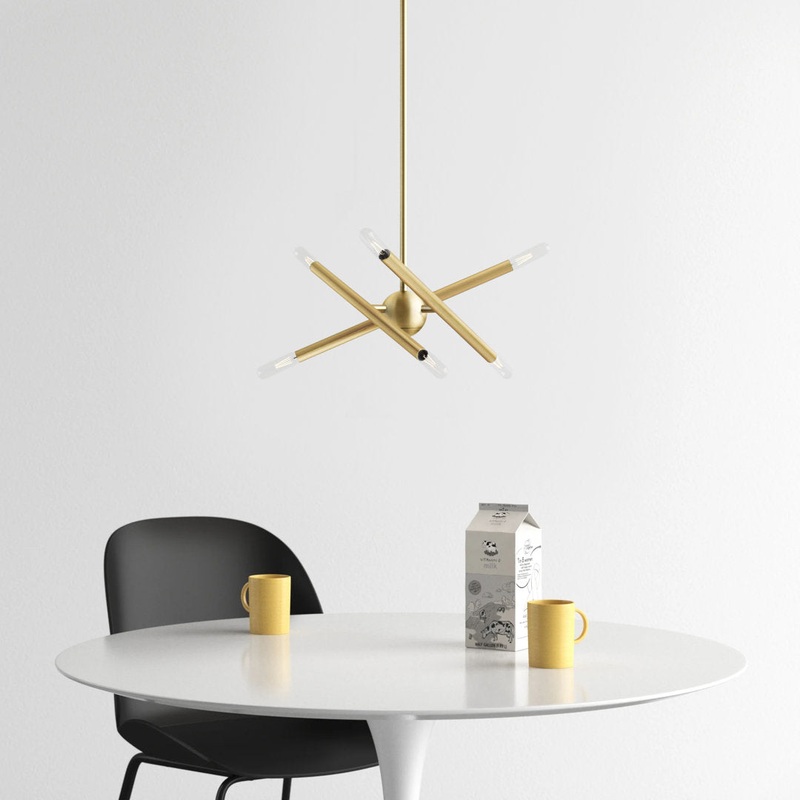 Poco 6 – Light Sputnik Modern Linear Chandelier AllModern Finish: Satin Brass