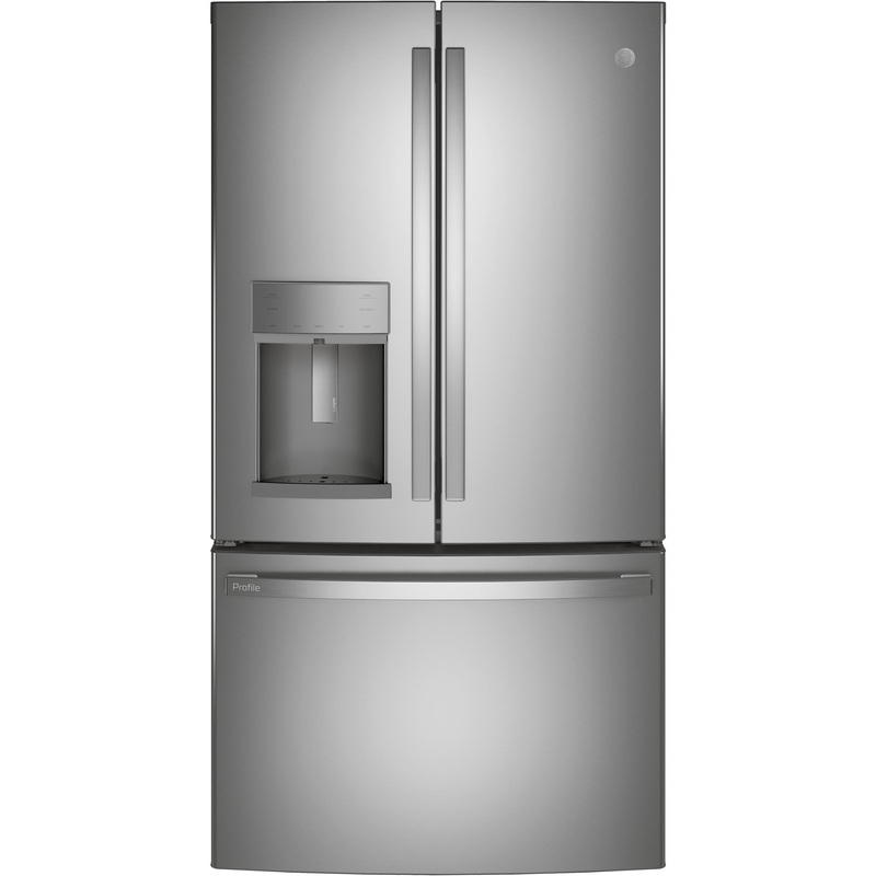 PYE22KYNFS GE Profile ENERGY STAR 22.1 Cu. Ft. Counter-Depth Fingerprint Resistant French-Door Refrigerator with Hands-Free AutoFill