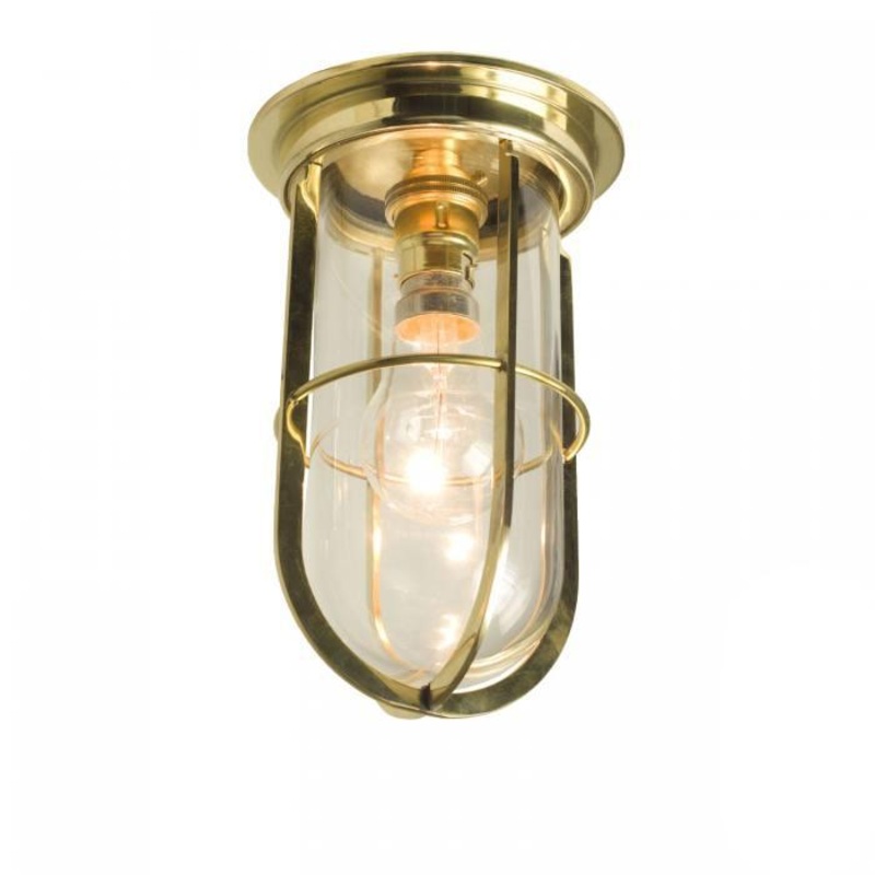 Ship’s Well Glass Ceiling Light with Guard