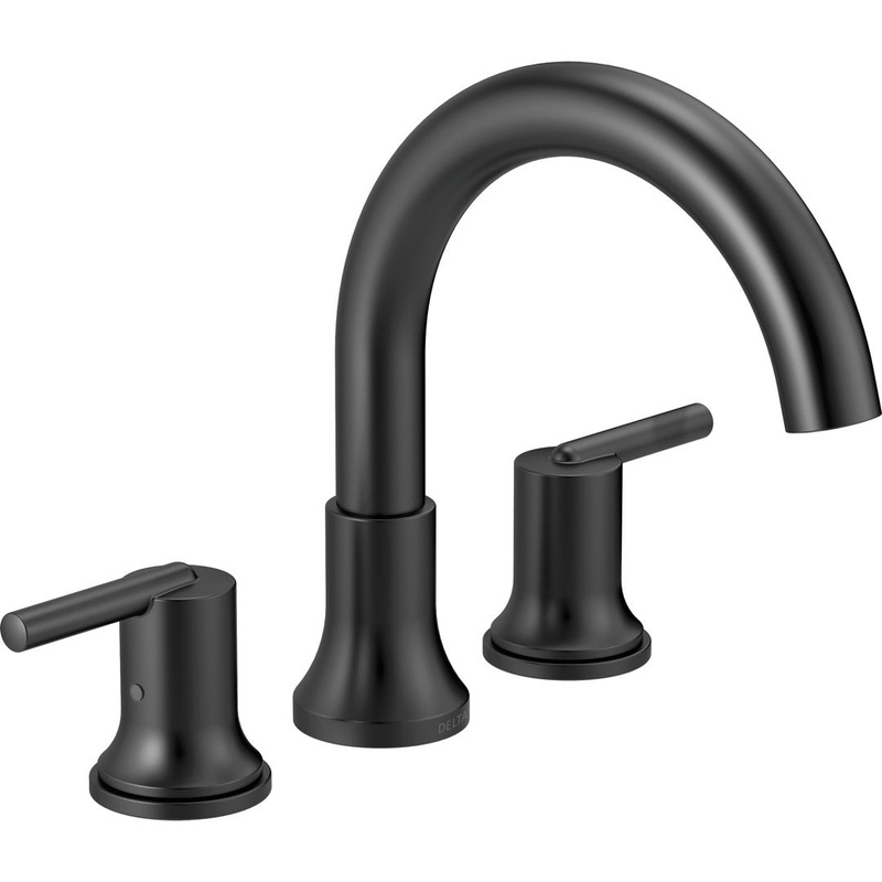 Trinsic Double Handle Deck Mounted Roman Tub Faucet Delta Finish: Matte Black