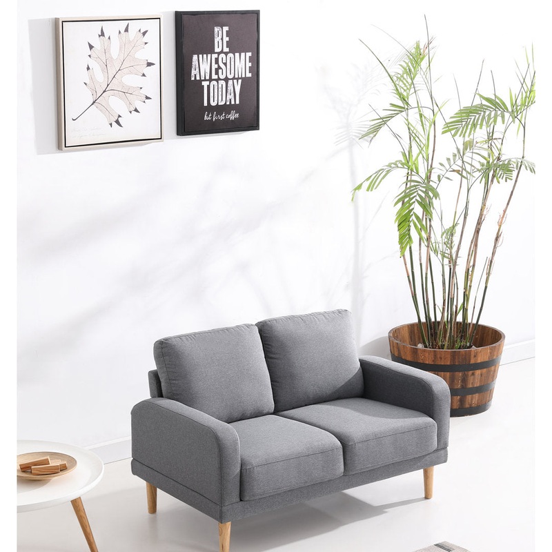 Coffield 50″ Square Arm Loveseat Hashtag Home Fabric: Light Gray Polyester