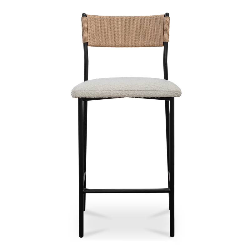 Modern Rustic Counter Stool with Boucl Seat