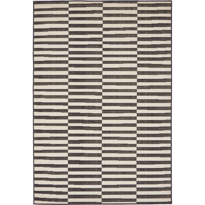 Arzilla Striped Ivory/Black Area Rug Wade Logan Rug Size: Rectangle 4′ x 6′