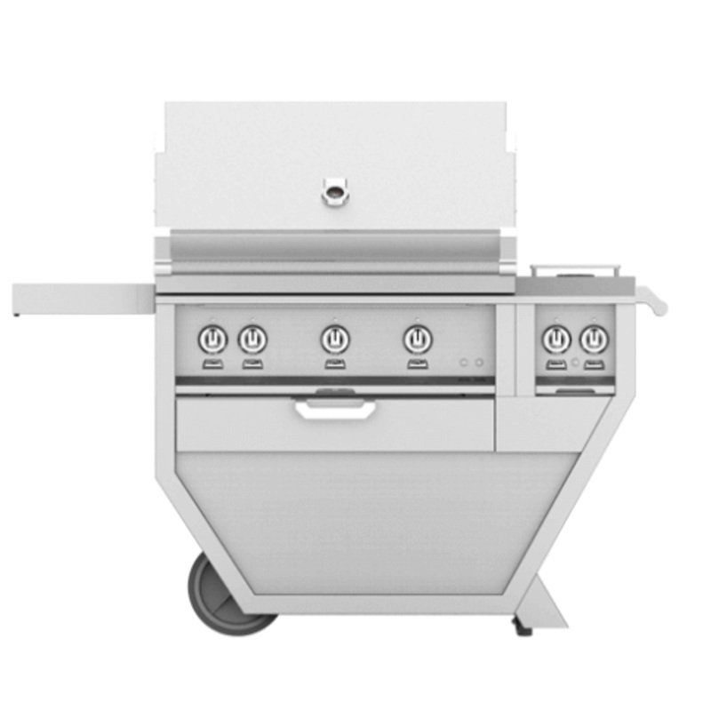 Hestan GABR36CX2NGDG Hestan 36″ Natural Gas Deluxe Freestanding Grill And Cart W/ Double Side Burner Gabr36Cx2 – Dark Grey (Custom Color: Pacific Fog)