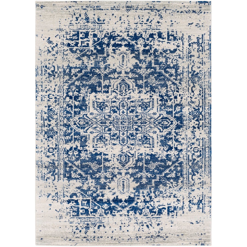 Hillsby Oriental Pure Navy/Light Gray Area Rug Mistana Rug Size: Rectangle 2′ x 3′
