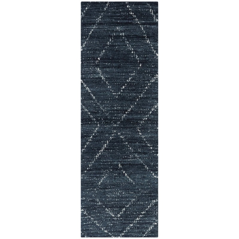 Beveridge Geometric Dark Blue Area Rug Mercury Row Rug Size: Runner 2’2″ x 7′