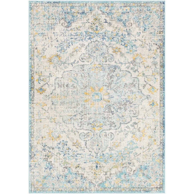 Hillsby Oriental Ivory Cream/Teal/Yellow Area Rug Mistana Rug Size: Rectangle 2′ x 3′