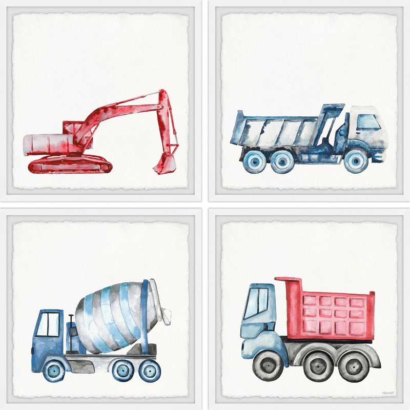Isamar Construction Vehicles 4-Piece Framed Print Set Harriet Bee Size: 32″ H x 32″ W x 1.5″ D