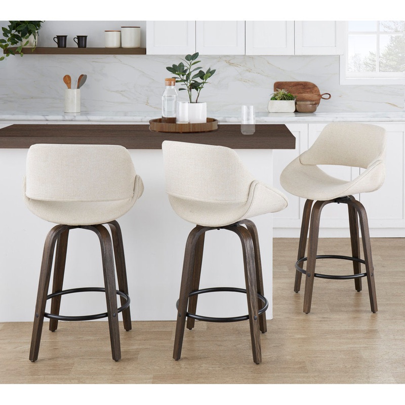 Lakyia Upholstered Bar & Counter Stool with Round Footrest George Oliver Upholstery: Cream, Seat Height: Counter Stool (26″ Seat Height)