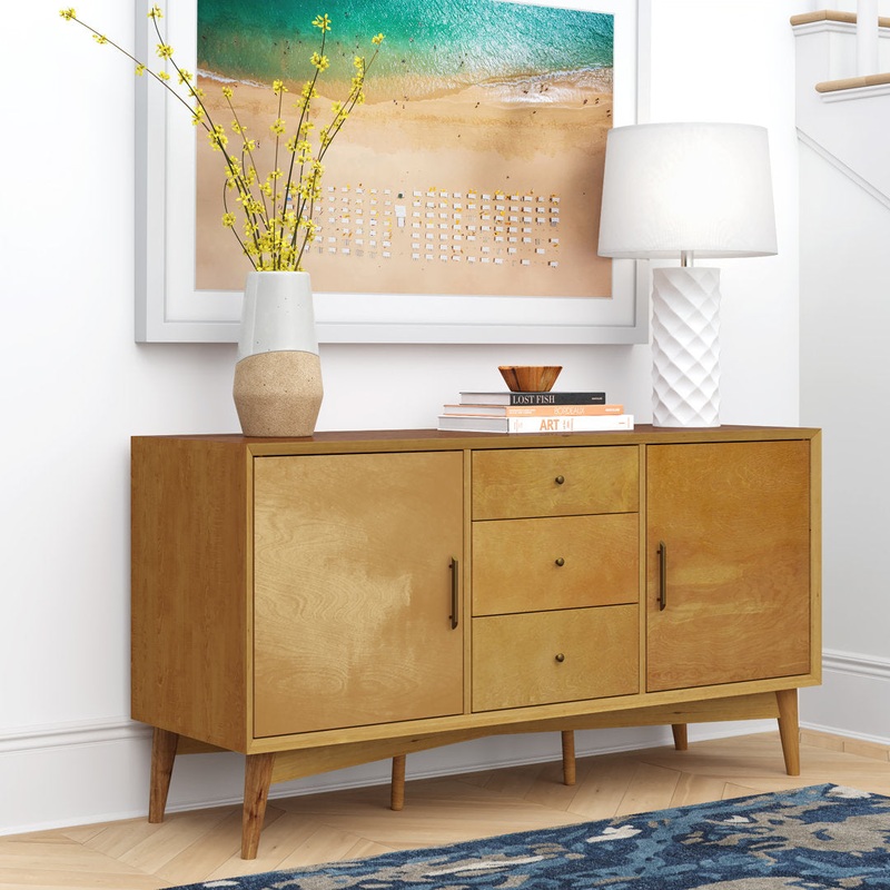 Landon 57″ Wide 3 Drawer Buffet Table Crosley Color: Acorn