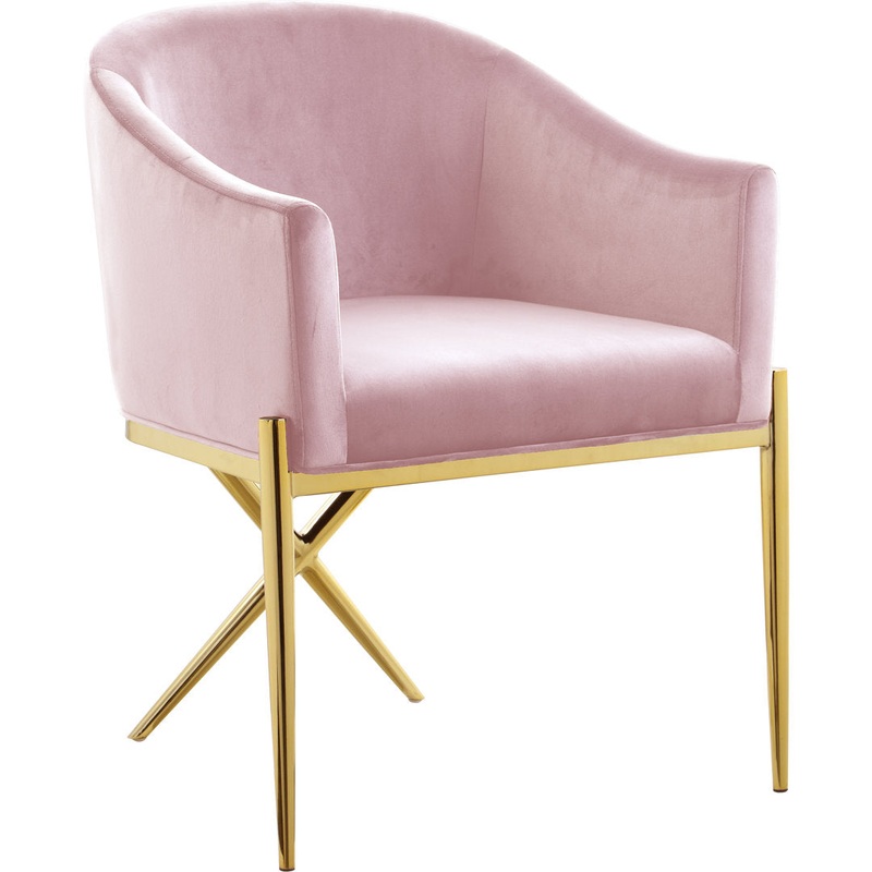 Niko Upholstered Dining Chair Willa Arlo Interiors Upholstery Color: Pink, Leg Color: Gold