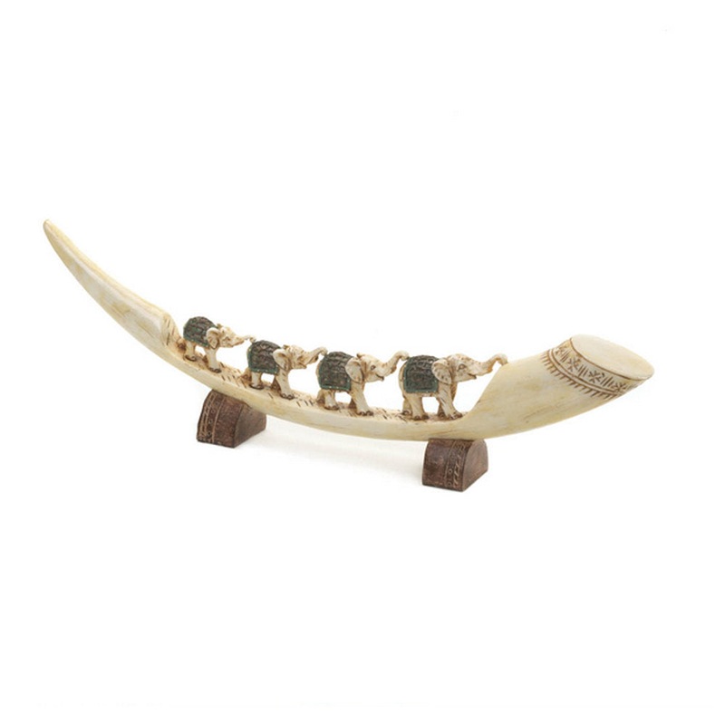 Walliston Green Elephant Tusk Statue World Menagerie