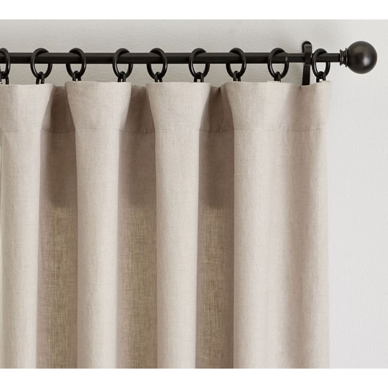 Custom Belgian Flax Linen Rod Pocket Curtain Dark Flax