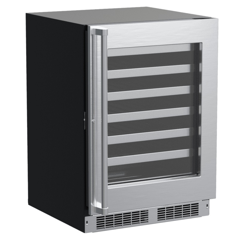 Marvel MPWC424SG31A 24-In Professional Built-In Single Zone Wine Refrigerator With Reversible Hinge With Door Style – Stainless Steel Frame Glass