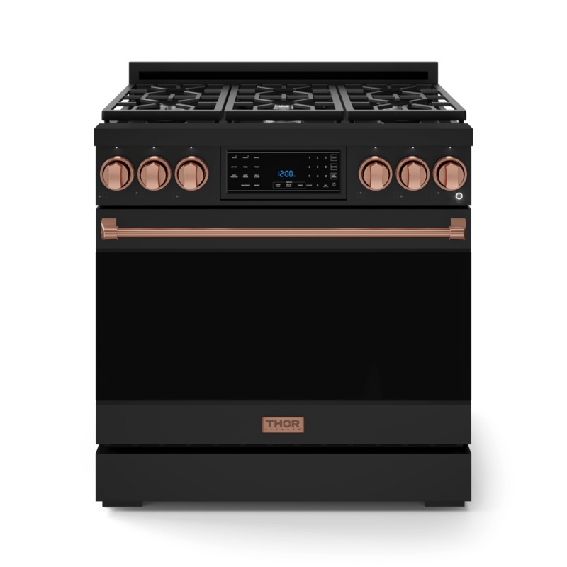 Thor Kitchen RSG36BLPRSG 36 Inch Professional Lp Range With Tilt Panel Touch Control In Black/Rose Gold Gordon Ramsay Series – Rsg36Blp-Rsg