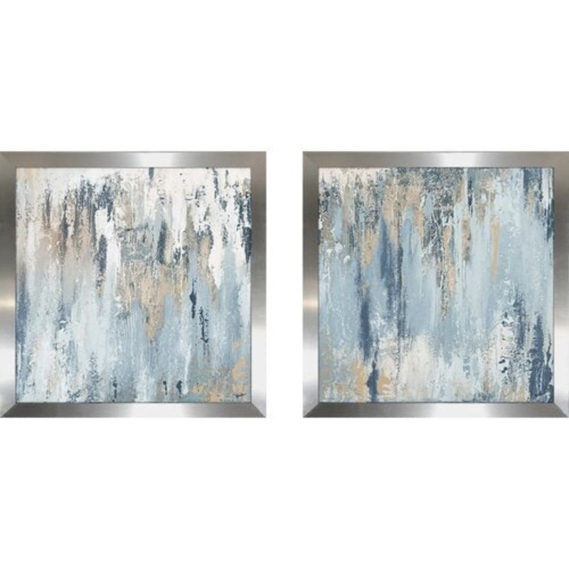 2_Agate in Blue I’ 2 Piece Framed Acrylic Painting Print Set