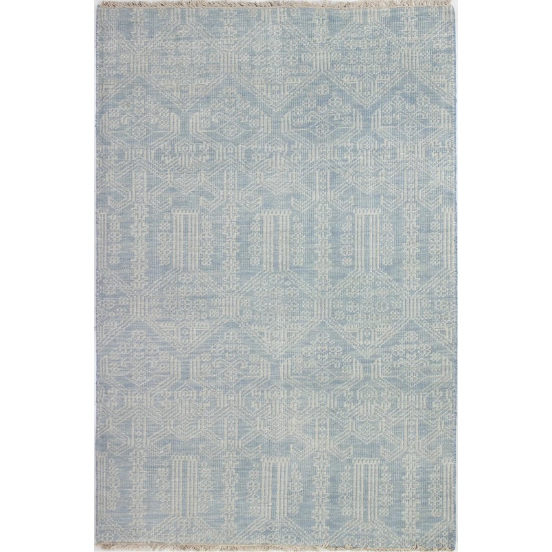Abby Geometric Hand-Knotted Wool Area Rug in Light Blue7’6″x9’6″