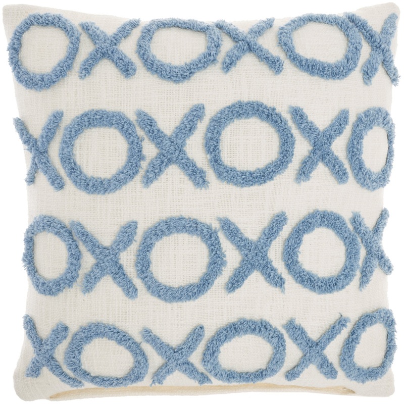 Casual Tufted XOXO Square Cotton Pillow Cover & Insert Mina Victory Color: Ocean