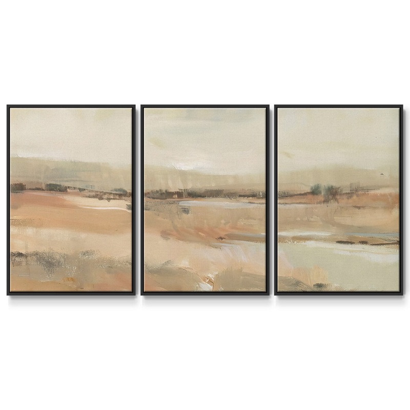 Earth Tone Landscape I – Multi Piece Framed Canvas Wrought Studio Size: 24″ H x 48″ W Format: Black Framed