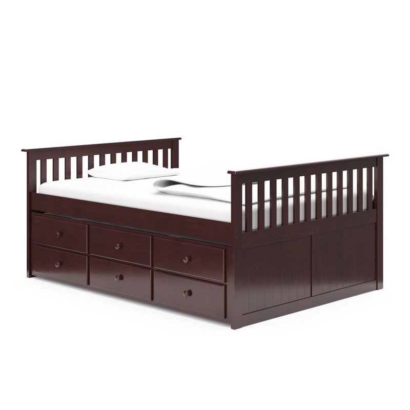 Marco Island Captain’s Bed with Trundle Bed and Drawers Storkcraft Bed Frame Color: Espresso Size: Full