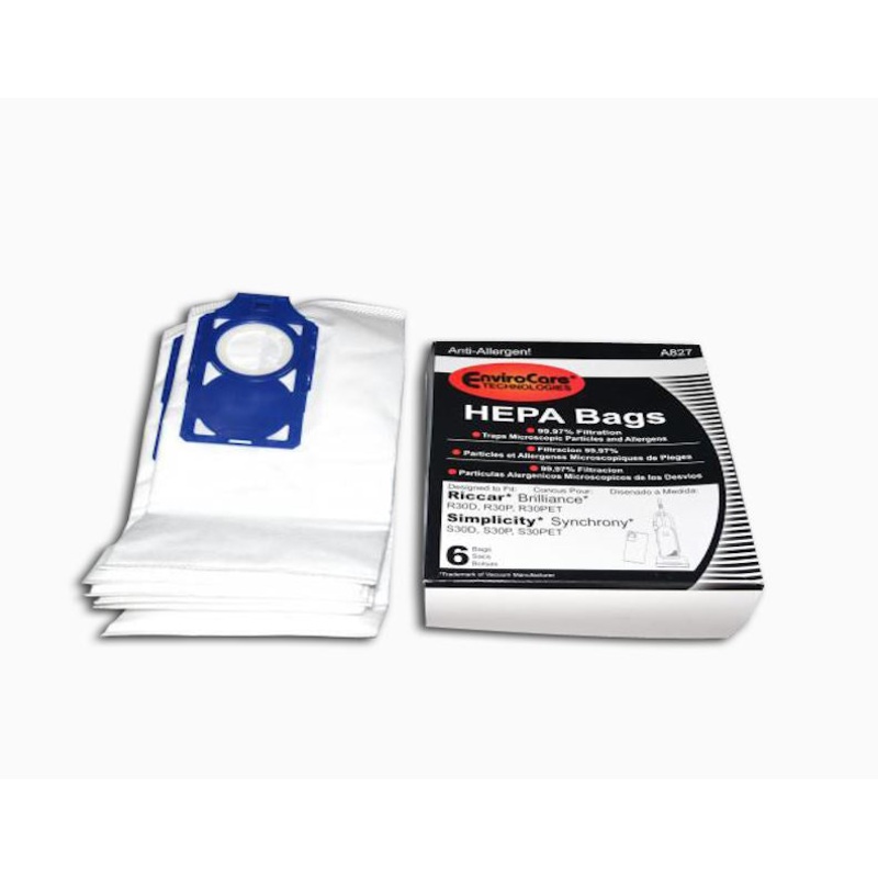Riccar Simplicity Type R30 Brilliance & S30 Synchrony HEPA Bags 6 pack