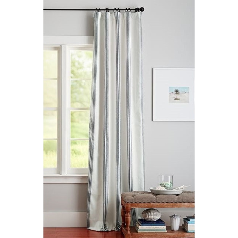 Riviera Striped Linen Cotton Rod Pocket Curtain