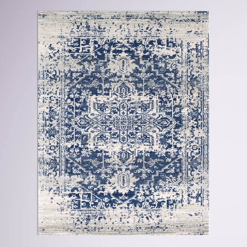 Hillsby Oriental Pure Navy/Light Gray Area Rug Mistana Rug Size: Rectangle 7’10” x 10’3″