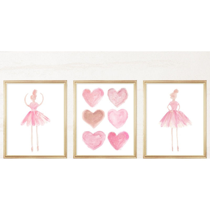 Little Girls Ballet Artwork, Paper Prints (Set of 3) Outside In Art Studio Color: All Pale Pink Size: 14″ H x 11″ W x 0.06″ D