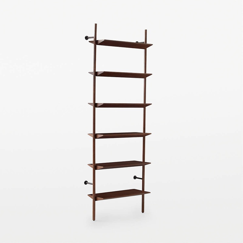 Nabla Brown Walnut Wood Wall Mount Bookcase